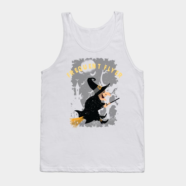 Funny Frequent Flyer Halloween Witch T-Shirt Tank Top by gillys